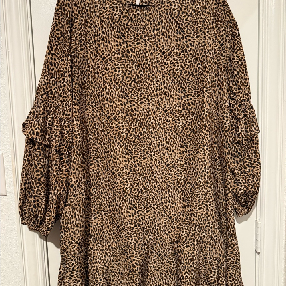 ANDREE BY UNIT Leopard Print Long Sleeve Dress